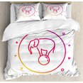 thumbnail image 1 of Circus Duvet Cover Set King Size, Elephant on a Ball Line Art Icon with Gradient Colors Geometric Design, Decorative 3 Piece Bedding Set with 2 Pillow Shams, White and Multicolor, by Ambesonne, 1 of 3