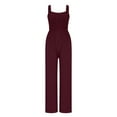 thumbnail image 4 of VBVC No Boundaries Women's Square Neck Suspender Pants,Ladies Sleeveless Butt Lift One Piece Pants,Slimming Jumpsuits For Women,Red,Size M, 4 of 7