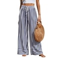 thumbnail image 3 of VV AVEORS Women'S Palazzo Pants 2026 Summer Striped Satin Wide Leg High Waisted Flowy Casual Lounge Sweatpants Pockets Blue L, 3 of 8
