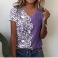 thumbnail image 6 of 2024 Summer New 3d Flower Print V-neck Short Sleeve Blouse Fashion T-shirts For Women Clothing Y2k Tee graphic t shirts, 6 of 7