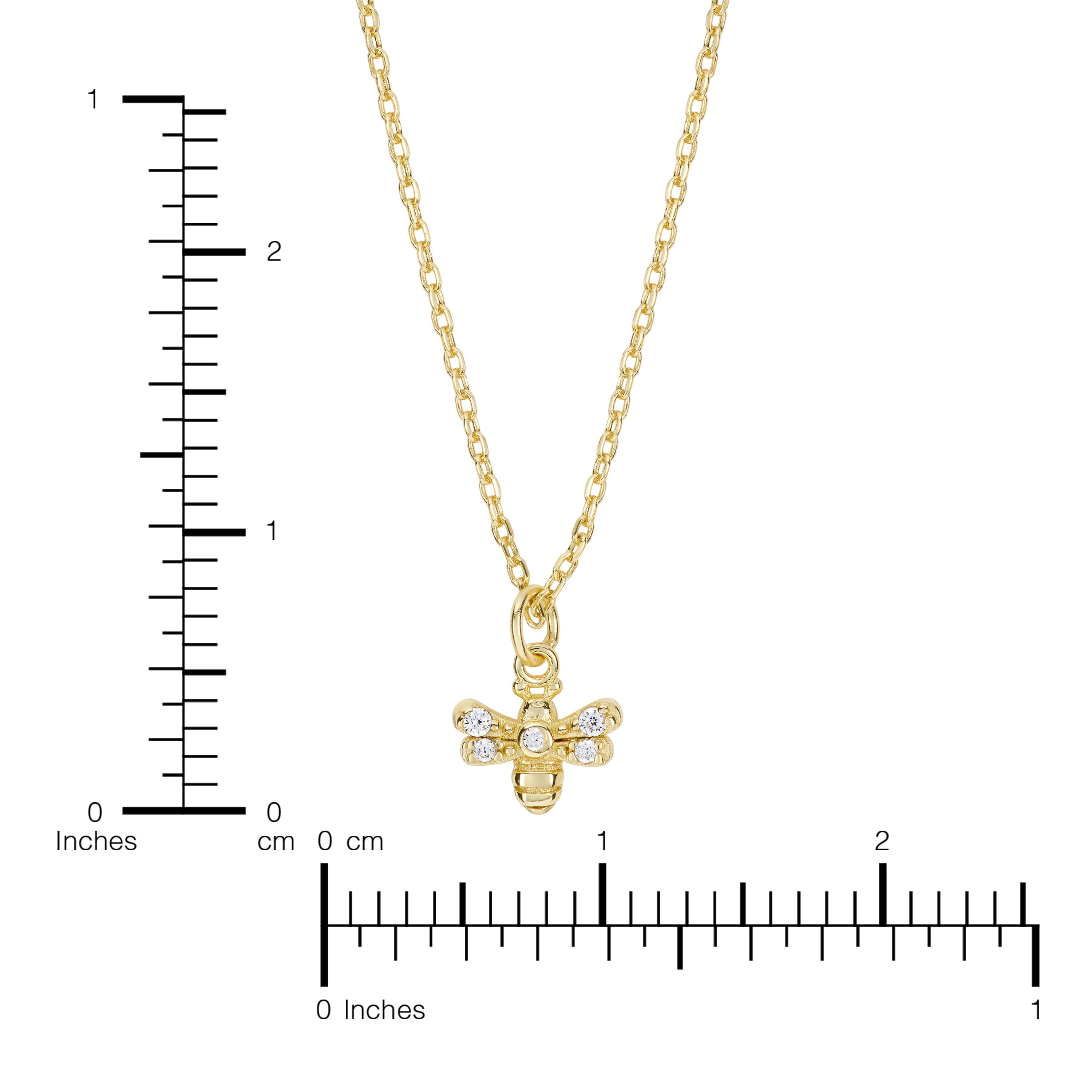 Marisol & Poppy Cubic Zirconia Bee Necklace In Gold Over Sterling Silver For Women & Teens, 16" Chain