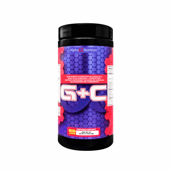 Alpha Nutrition G + C - Glucosamina, Condroitina y MSM - 750mg - 60 Cápsulas - Suplemento Alimenticio