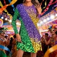 thumbnail image 2 of RMGVDSD Sequins Dresses For Women Carnival Festival Party Dress Color Block Long Sleeve Crew Neck Casual Dress Everyday Wear Valentine's Day Dress, 2 of 4