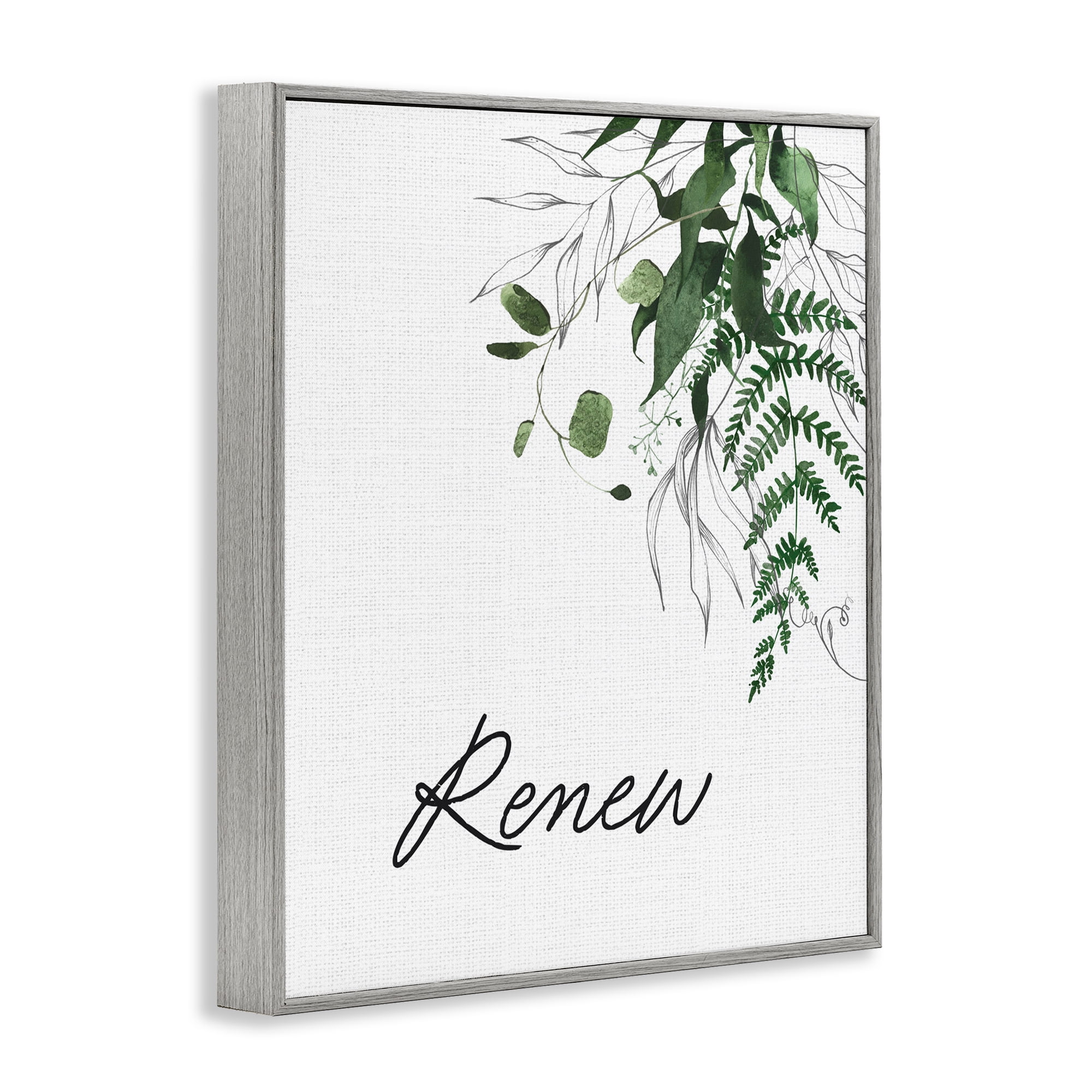 Renew Ferns & Botanicals Gray Framed Giclee Art, design by Lettered and Lined