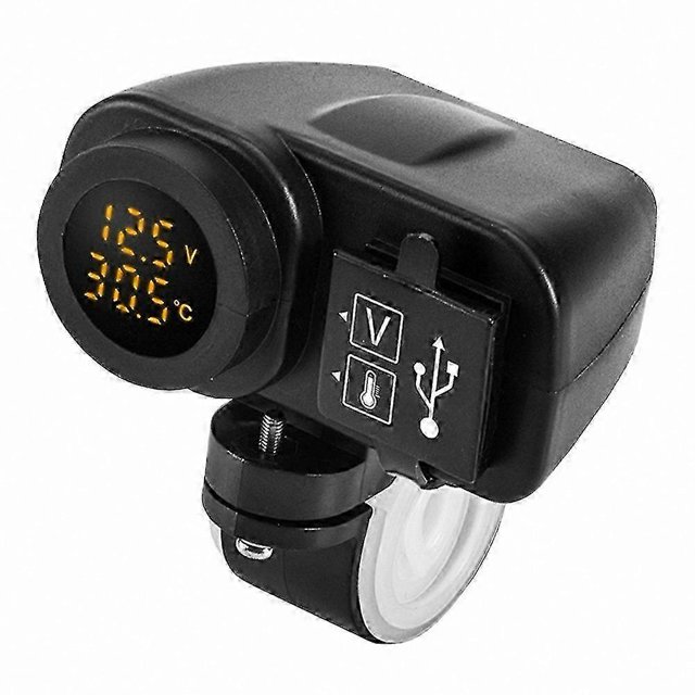QC 3.0 USB Motorcycle Charger with Digital Display Voltmeter and Thermometer for Phone Fast Charging