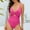 Hot Pink, variant on Idoravan One Piece Bathing Suits for Women, Women's Fashionable and Sexy Hollowed Out Belly Covering Deep V-neck Strap Swimsuit Swimsuit Black S