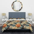 thumbnail image 3 of Designart "Ivory Blue Floral Playfulness II" Floral Bedding Covert Set - Cottage Bed Set With 2 Shams, 3 of 5