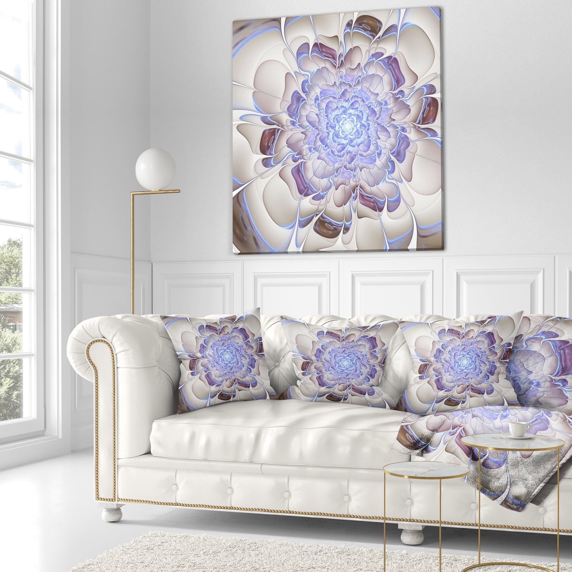 Designart 18" x 18" Blue Polyester Throw Pillow
