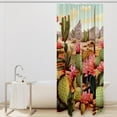 Cactus Floral Shower Curtain with Hooks, Polyester Fabric Shower