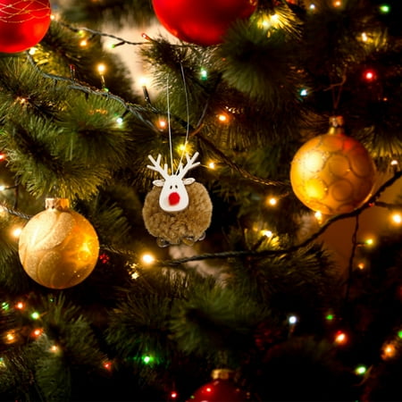 

MENRKOO Xmas Christmas Tree Pendant Decoration Accessories Christmas Deer Plush Doll Pendant Lamb Pompom Elk Pendant Decoration Scene Dress Up Props