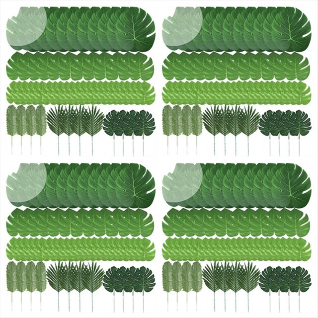 240 Piezas 6 Tipos de Hojas de Palma Artificiales Hojas de Plantas Tropicales Hojas de Imitación Monstera Tallos para Decoraciones Fiesta Hawaiana de Luau,Mesa de Fiesta Temática