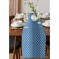 thumbnail image 4 of Table Runner Dresser Scarves 72 Inch Long, Wave Dotted Line Texture Linen Dining Table Runners Modern Blue Gradient Ombre Tabletop Scarf for Wedding Holiday Party Kitchen, 4 of 7