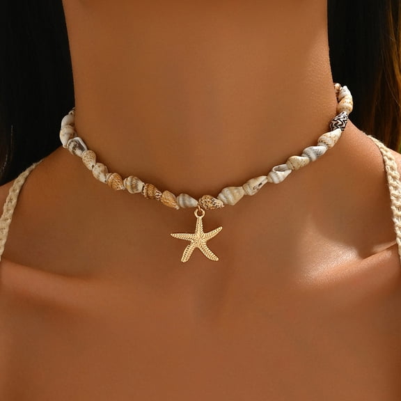 NICKSUN Shell Choker Necklace for Women Adjustable Natural Seashell Necklace Handmade Cowrie Shell Clavicle Necklace Beach Boho Jewelry
