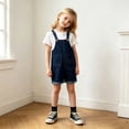 thumbnail image 5 of ZHOGXU Kids Children Girls Denim Overalls With Adjustable Straps Comfortable Lightweight Shorts With Pockets For Everyday Wear,Dark Blue,8-9 Years, 5 of 6