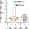 thumbnail image 4 of Yellow Tone, Simulated Cubic Zirconia Size-7 Cushion Cut Round Three Stone Art Deco Engagement Ring 925 Sterling Silver, 4 of 7