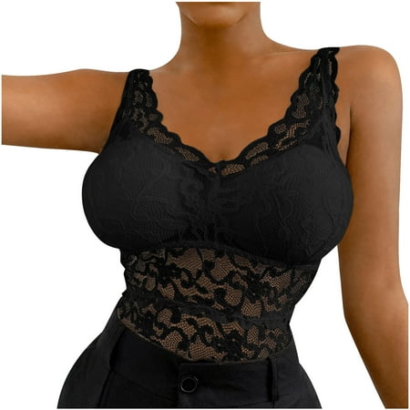 

AnuirheiH Women Lingerie Sets Lace Sling Vest Hollow Mesh See-Through Bodysuit Suit Set On Sale