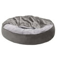thumbnail image 5 of FurHaven Pet Products | Wave Faux Fur & Velvet Hooded Donut Pet Bed for Dogs & Cats - Dark Gray, Medium, 5 of 12