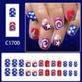 thumbnail image 2 of 4th Of July Independence Day French Tip Press-On Nails, Almond,Red White Blue, Short, 24 Count,A, 2 of 10