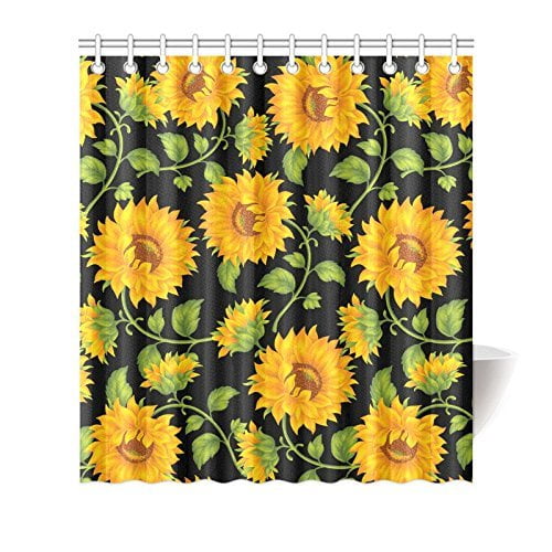 MOHome Lovely Sunflower Shower Curtain Waterproof Polyester Fabric