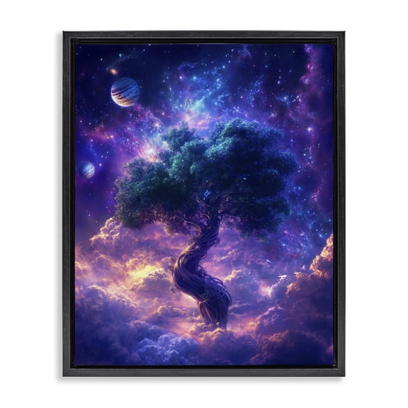 Stupell Industries Glam Tree Of Life Through Clouds Black Floating Frame Canvas Art, 17 x 21, by Wumples