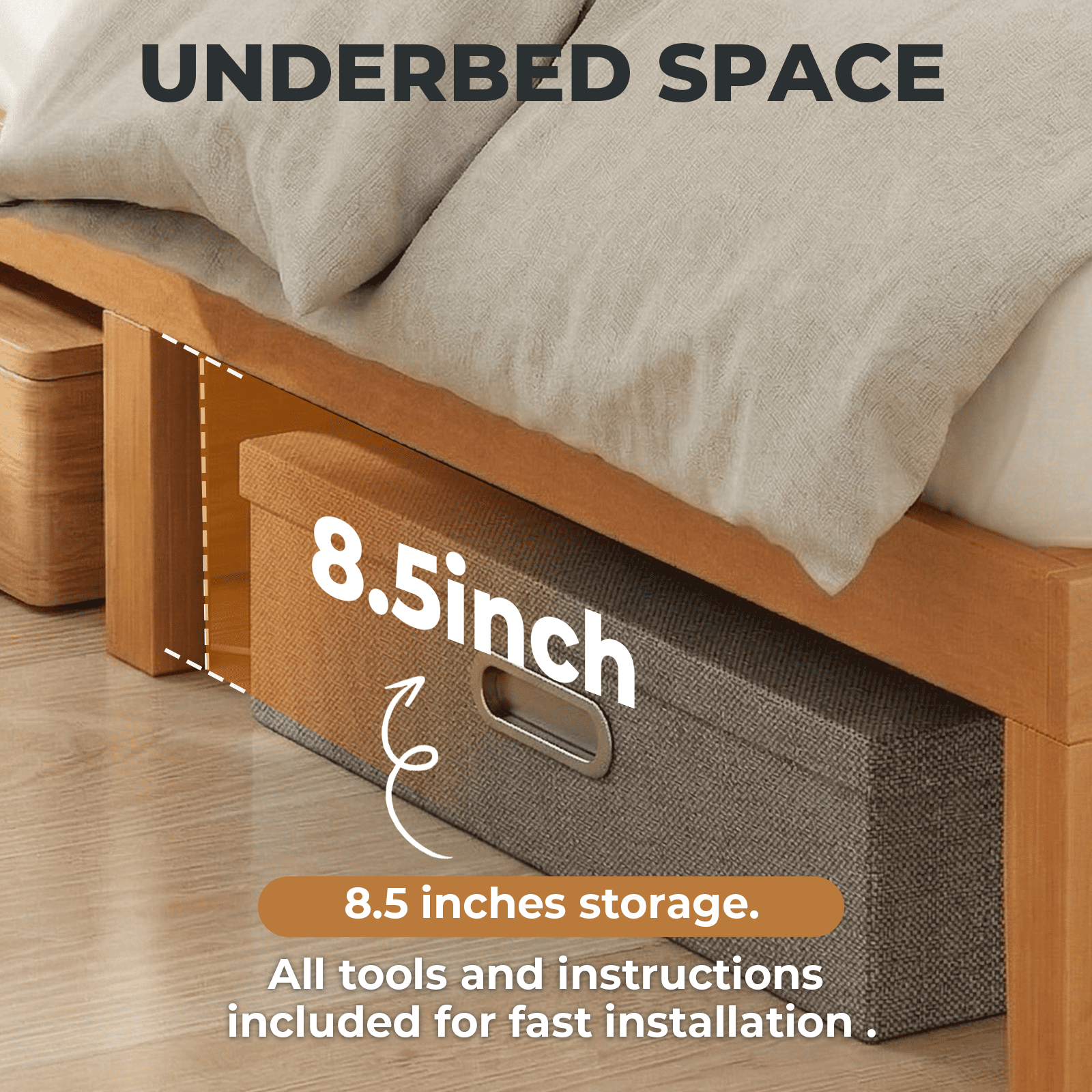 Alvantor Solid Wood Platform Bed Frame, Natural Pine, No Box Spring Needed, Underbed Storage – Twin, Full, Queen, King