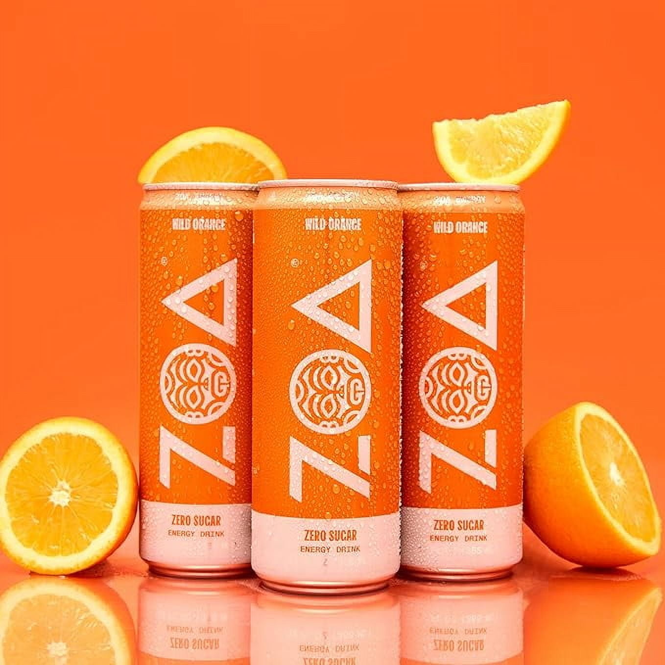 ZOA Zero Sugar Energy Drink, Wild Orange, 12-Pack, 12oz