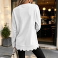 thumbnail image 7 of Eryao Lightweight Womens Sweatshirt Fall Winter Solid Color Oversized Crewneck Sweatshirts Scalloped Casual Long Sleeve Pullover Tops White,XXL, 7 of 7