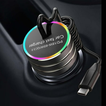 

HHGBAD Super Fast Charging PD Car Charger USB Phone Flame Retardant Wired Universal Adapter with LED Indicator - Compact & Portable