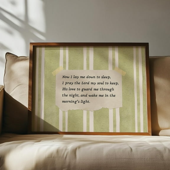 Bedtime Prayer Print Sage Green Nursery Wall Art Vintage Christian Print For Boy Room Cottagecore Baby Girl Nursery Decor Home Decor #603, Unframed Poster Size 8x12