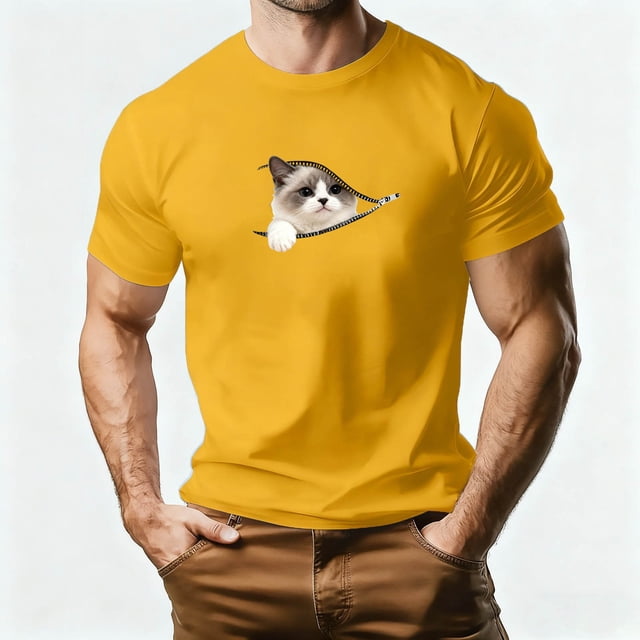 TaTaai T-Shirt Graphique pour Homme Cœur Imprimé Animal Manches Courtes Col Rond Décontracté Doux pour l'Été Quotidien Cadeau