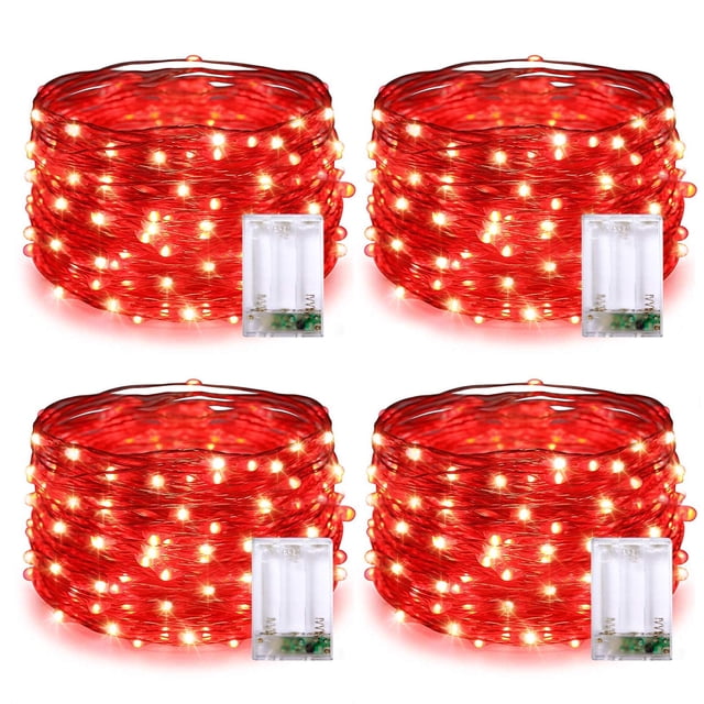 LED rojo Fairy Lights JMEXSUSS 50, funciona con pilas, 5 m