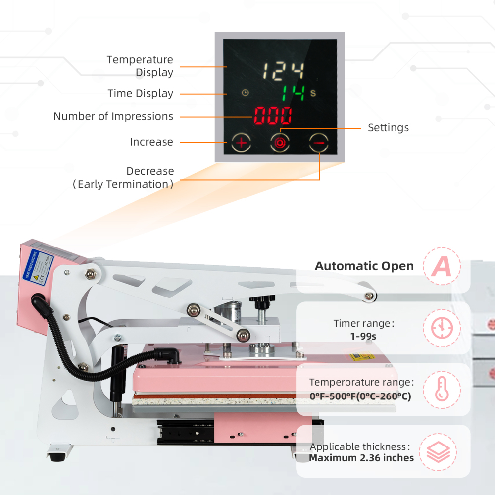 13x18 Semi-automatic Heat Press Machine With Auto Open and Slide-out base