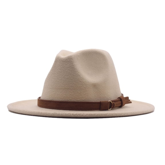Women Wide Brim Panama Hat Plain Classic Soft Fedora Style Belt Outdoor Travel Sun Hat New