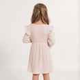 thumbnail image 5 of Hotiary 2-7Y Girls Fall Winter Casual Ribbed Knit Dresses Ruffle Long Sleeve Sweater Dress Button Party Holiday Dress, 5 of 8