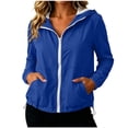thumbnail image 2 of RQYYD Womens Running Jacket Zip Up Hooded Long Sleeve Lightweight Windbreaker with Pockets, 2 of 8