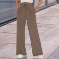 thumbnail image 2 of Women's High Waist Wide Leg Sweatpants Loose Fit Casual Soft Lounge Trousers by Yigetop Coffee M, 2 of 5