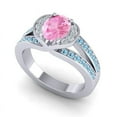 thumbnail image 2 of Diamond-Capitals 2.35 Carat Stunning Oval Cut Pink Sapphire & Aquamarine Gemstone Bridal Ring for Women 14K White Gold Size 6, 2 of 8