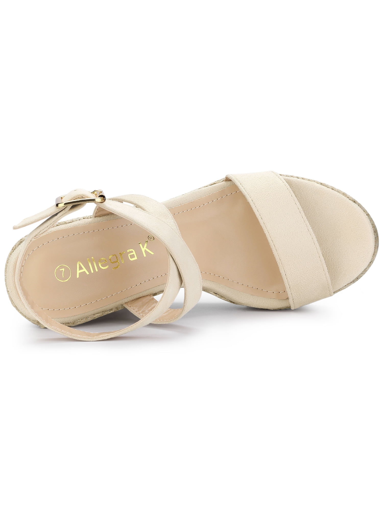 DARING DIVA Women's Slingback Crisscross Wedges Heel Espadrille Sandals Beige 7.5