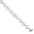 thumbnail image 3 of Auriga Fine Jewelry 925 Sterling Silver 9mm White Imitation Shell Pearl Bracelet 7.5inch for Women, 3 of 6