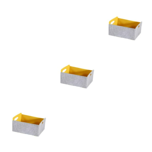Transemion Convenient Shelf Bins Storage Solution For Home Or Office Collapsible For Easy gray+yellow 30x24x15cm 3Set