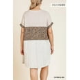thumbnail image 6 of Linen Blend Short Folded Sleeve Animal Print Colorblocked V-neck Dress With Pockets XL, 6 of 6