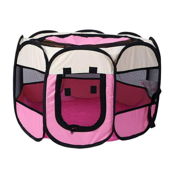 Corral portátil plegable para mascotas, de malla transpirable, jaula superior ligera con cremallera Rosa Medio Zulema Parque infantil plegable