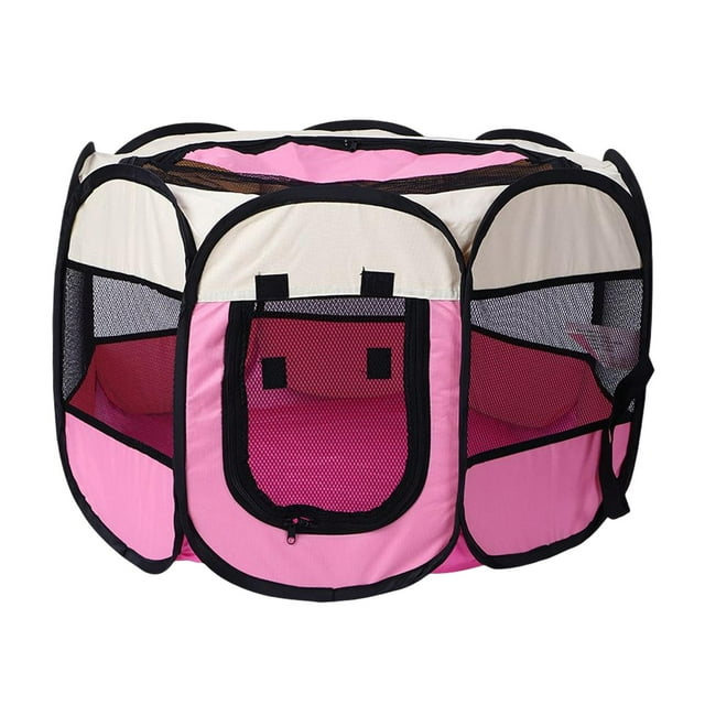 Corralito portátil plegable para mascotas, de ejercicio octogonal, jaula para mascotas, tienda para cachorros Rosa Medio Yuyangstore Parque infantil plegable