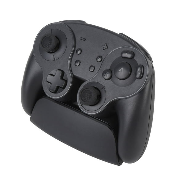 Video Game Controller, Six Axis Gyro Wireless Game Controller 5 Levels Vibration 3 Levels  RGB with Wireless Charging Dock for Birthday Gifts Black