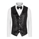 thumbnail image 5 of Chaleco sin mangas brillante de lentejuelas INSPIRE CHIC para hombres, corte slim fit, cuello en V, fiesta disco, lazo negro, 5 of 5