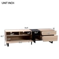 thumbnail image 3 of PORKISS TV Stand for 80 Inch TV, Entertainment Center with Storage Shelves, Media Console with Metal Legs for Living Room, Natural Wood + Black, 3 of 10