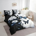 thumbnail image 3 of Manfei Vintage Butterfly 7-Piece Bedding Sets Full Size for Girls, Spring Flower Floral Comforter Sets with Sheets, Black White Marbling Bedding Accessories, Super Cozy Room Decorative, 3 of 8