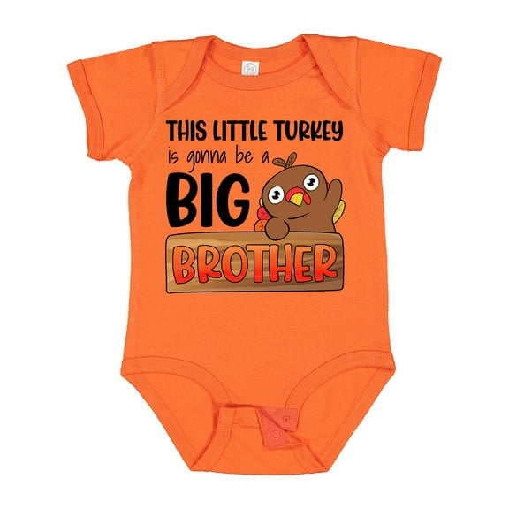 Inktastic This Little Turkey is Gonna Be a Big Brother Boys Baby Bodysuit
