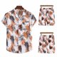 thumbnail image 2 of Conjunto casual de blusa y pantalones de playa de manga corta con estampado de botones para hombre Pompotops  oipoqjl35407, 2 of 3