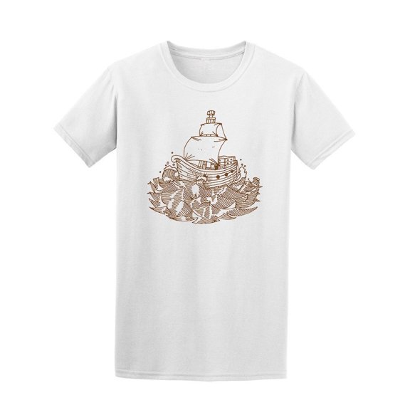 Simple Art Boat In The Sea Tee Men's -Image by Shutterstock